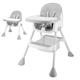 Baby Highchair, 2-in-1 High Chairs for Babies and Toddlers,Ergonomic, Comfortable, Reclining, Foldable, with Ajustable Height, Footrest, Detachable Double Tray Toddler Chair(Grey)