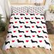 Homewish Dachshund Gifts Comforter Cover Sausage Dog Bed Set Cute Puppy Doggie Duvet Cover Double Red Love Printed Bedding Set Animal Pet Theme Bedspread Cover Dog Lovers Valentines Gifts