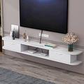 Floating TV Stand Wall Mounted TV Shelf Entertainment Center, Floating TV Shelf Cabinet For Storage Unit Audio/Video Console Cable Box Media Console (Color : White, Size : 140x22x18.4cm)