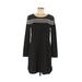 Max Studio Casual Dress - Shift Scoop Neck Long sleeves: Black Stripes Dresses - Women's Size Medium