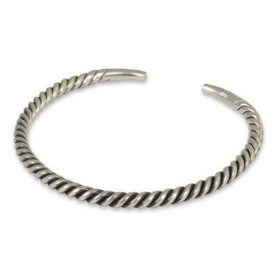 'Thai Swirl' - Men's Artisan Crafted Sterling Silver Cuff Brace