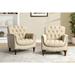 Armchair - Lark Manor™ Annja 32" W Tufted Armchair Faux Leather/Leather/Genuine Leather in White/Brown | 37 H x 32 W x 33 D in | Wayfair