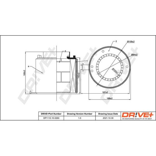 Drive+ Luftfilter 169mm für VAG 8K0133843D DP1110.10.0260