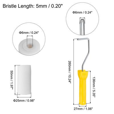 8Pcs Paint Roller Kit, 2" 5mm Thick Oily-Based Foam Rollers, Tray, 26cm Frame - Yellow, White