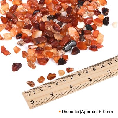 200g/0.44lb 6-9mm Natural Agate Quartz Tumbled Chips Decoration Stone, Red