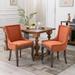 Ultra Side Dining Chair,Thickened fabric chairs with neutrally toned solid wood legs,Bronze nail head,Set of 2,Orange