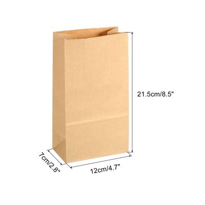 Paper Bags Brown Paper Grocery Bag 2lb 4.7x2.8x8.5 inch 65g, Pack of 100