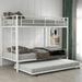 Twin over Twin Metal Bunk Bed with Trundle, White