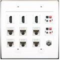 RiteAV 6 Cat5e Ethernet 3 HDMI 2 Speaker 1 Coax Wall Plate