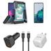 BC Tri-Shield Heavy Duty Rugged Slim Case (Aqua Mint Marble) Bundled with Screen Protectors 36W Fast Car Charger 20W Mini Wall Charger 3A USB-C to USB-C Cable (5 Feet) for Samsung Galaxy S22