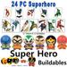 24 Pc Superhero Party Favor Pack (12 Superhero Buildable Figurines & 12 Superhero Kid s Temporary Tattoos) Super Hero Birthday Shop Party Favor Supplies & Decorations