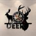 Woodland Deer Hunter Clock Forest Wild Moose Head Vinyl Record Wall Clock Deer Antlers Decorative Clock Wall Art Hunters Gift
