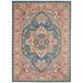 The Curated Nomad Cayuga Oushak Boho Medallion Area Rug Teal/Multi 6 7 x 9 6 8 x 10 Indoor Living Room Bedroom Dining Room Pink Blue Rectangle