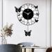 Aiqidi Modern Butterfly Wall Clock Metal Decorative Wall-Mounted Clock Round Pendulum Clocks Battery Powered for Living Room