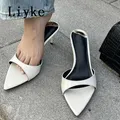 Liyke – pantoufles d'été pour femmes Mules confortables chaussures à talons bas et fins sandales