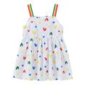Holiday Savings Deals! Kukoosong Summer Toddler Girls Casual Dresses Toddler Kids Baby Girl Clothes Fashion Cute Sleeveless Sweet Heart Rainbow Print Slip Dress White 18 Months