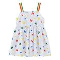 Holiday Savings Deals! Kukoosong Summer Toddler Girls Casual Dresses Toddler Kids Baby Girl Clothes Fashion Cute Sleeveless Sweet Heart Rainbow Print Slip Dress White 2-3 Years