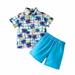 IROINNID Summer Boy s Casual Fashion Lapel Shirt Shorts Suit