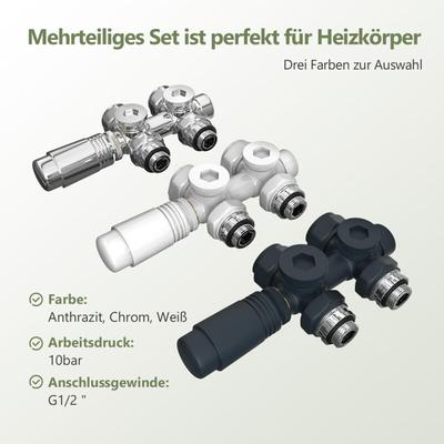 S'afielina - Multiblock Set für Heizkörper Anschlussarmatur für Badheizkörper, Chrom (2 St)