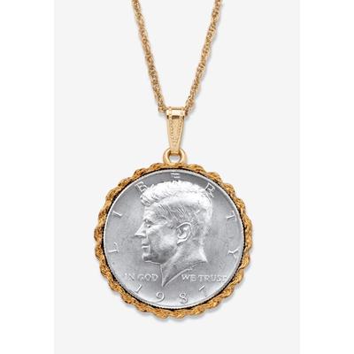 Men's Big & Tall Genuine Half Dollar Pendant Necklace In Yellow Goldtone by PalmBeach Jewelry in 1987