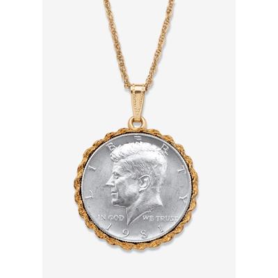 Men's Big & Tall Genuine Half Dollar Pendant Necklace In Yellow Goldtone by PalmBeach Jewelry in 1981