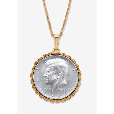 Men's Big & Tall Genuine Half Dollar Pendant Necklace In Yellow Goldtone by PalmBeach Jewelry in 1995