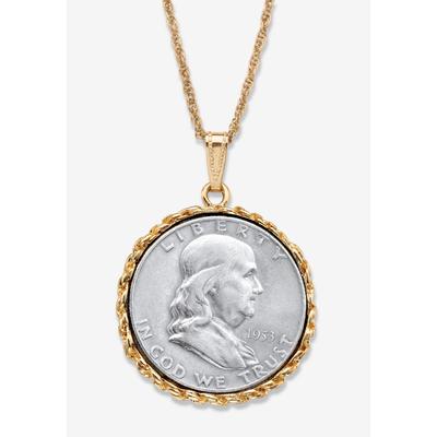 Men's Big & Tall Genuine Half Dollar Pendant Necklace In Yellow Goldtone by PalmBeach Jewelry in 1953