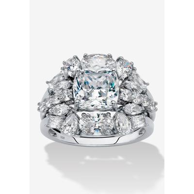 Women's 4.56 Tcw Platinum-Plated Sterling Silver Cubic Zirconia 2-Piece Jacket Bridal Ring Set by PalmBeach Jewelry in Silver (Size 6)