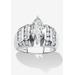 Women's 3.17 Cttw. Platinum-Plated Sterling Silver Marquise-Cut Cubic Zirconia Engagement Ring by PalmBeach Jewelry in Silver (Size 10)