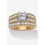 Women's 3.18 Tcw Round Cz Gold Ion-Plated Stainless Steel Three Row Pave Engagement Ring by PalmBeach Jewelry in Gold (Size 9)