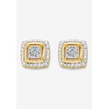 Women's Diamond Accent Squared Two-Tone Gold-Plated Button Earrings by PalmBeach Jewelry in Gold