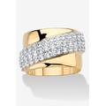 Women's 1.49 Tcw Round Cubic Zirconia Gold-Plated Diagonal Wide Ring by PalmBeach Jewelry in Gold (Size 10)