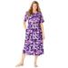 Plus Size Women's Button-Front Essential Dress by Woman Within in Radiant Purple Multi Garden (Size 1X)