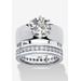 Women's 4.80 Cttw. 2-Piece Round Cubic Zirconia Sterling Silver Wedding Ring Set by PalmBeach Jewelry in Silver (Size 10)