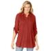 Plus Size Women's Pintucked Button Down Gauze Shirt by Woman Within in Red Ochre (Size 4X)