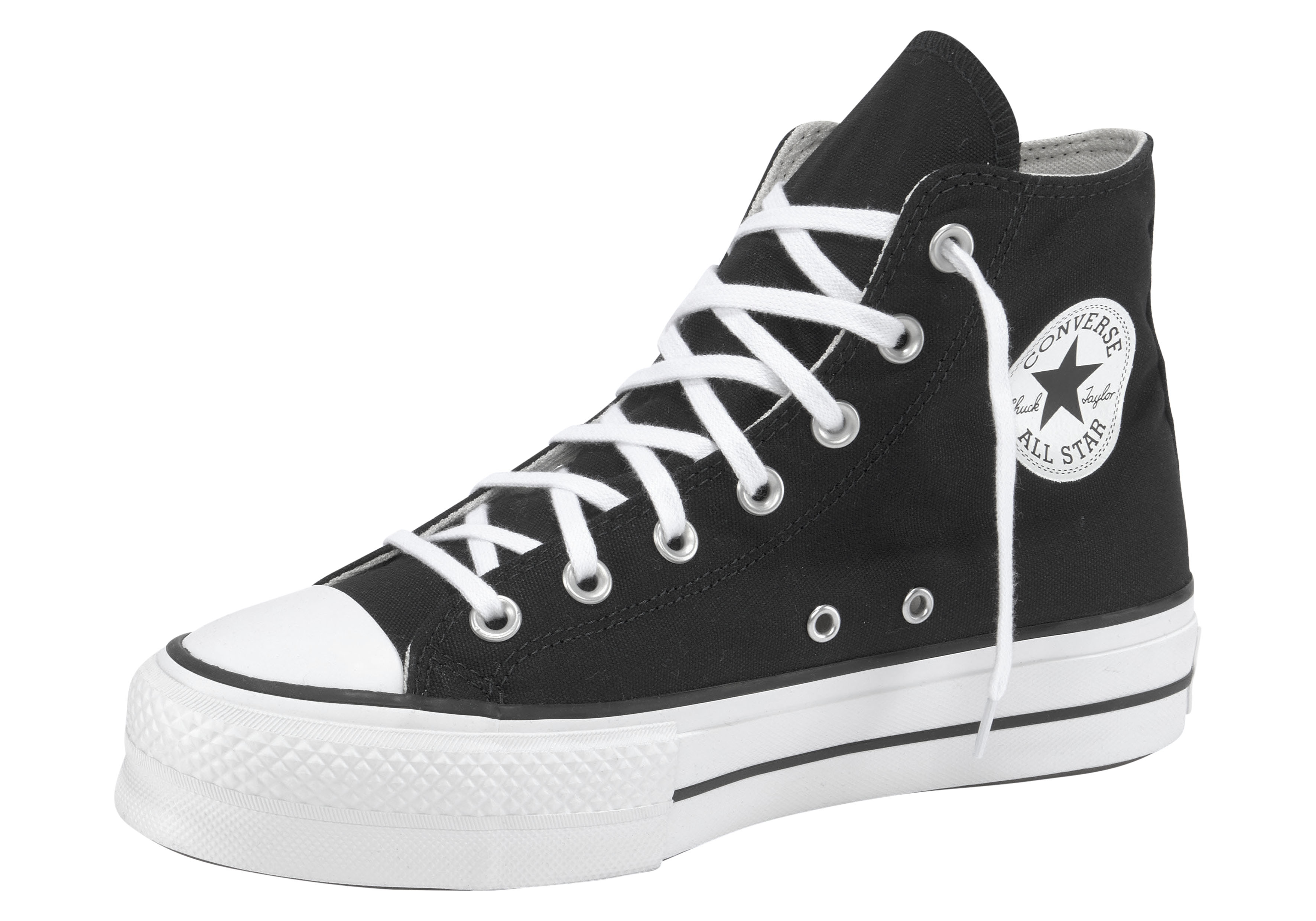 Sneaker CONVERSE "CHUCK TAYLOR ALL STAR PLATFORM CANVAS", Damen, Gr. 36, schwarz-weiß (schwarz, weiß), Textil, Schuhe Sneaker, Topseller