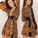 Free People Dresses | Free People Bronze Combo Mixin It Up Mini Dress Floral Size Xs | Color: Black/Orange | Size: Xs