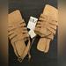Zara Shoes | New. Zara Brown Flat Split Suede Slingback Cage Sandals With Buckle, Strappy | Color: Tan | Size: 8.5