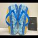 Coach Shoes | New Coach Zak Signature Logo Beach Women’s Flip Flop Sandals Blue Size 7 | Color: Blue/Yellow | Size: 7