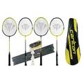 Carlton Nano Deluxe Tournament 4 Player Badminton Set, inc 4 Adult Rackets, Net, Posts, Carry Bag & 3 Shuttles