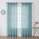 MISS SELECTEX Sheer Linen Curtains with Border-Natural Textured Semi-Sheer Drapes 63 inch Length Grommet Light Filtering Voile Window Curtain for Bedroom and Living Room, Turquoise, 52x84,2 Panels