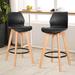 George Oliver Jonnathan 26" Swivel Counter Stool Wood/Upholstered/Leather in Black | 36.22 H x 16.54 W x 18.11 D in | Wayfair