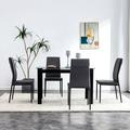 Latitude Run® Dining chairs set of 4, modern kitchen chair w/ metal leg Faux Leather/Upholstered in Black | 37.09 H x 18.38 W x 15.82 D in | Wayfair