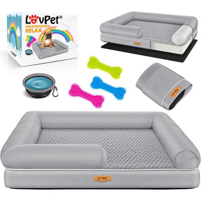 Lovpet - Orthopädisches Hundebett, Hundekissen, Hundekorb Relax, Inkl. Napf + 3X Kauknochen,