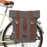 TOURBON Water-Resistant Canvas Grey Vintage Outdoor Bicycle Bag Pannier Seat Bag Backpack Shoulder Briefcase
