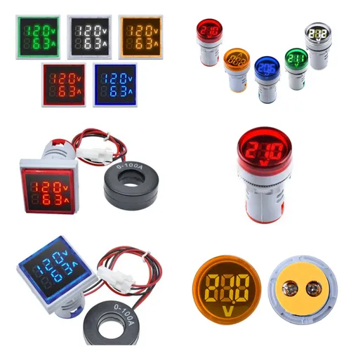 AC 0-100A 60-500V DC 6-100V carré/rond LED voltmètre numérique ampèremètre tension compteur de