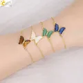 CSJA bracelet femme acier inoxydable de luxe 2023 ， bracelet pierre naturelle véritables Papillon