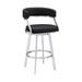 Ava 30 Inch Swivel Bar Stool Chair, Open Back, Steel, Black Faux Leather