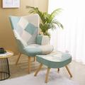 Ucloveria Accent Chair with Ottoman Comfy Side Armchair for Bedroom Splicing Cloth Surface