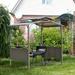Outsunny 8 x5 BBQ Grill Gazebo with 2 Side Shelves Outdoor Double Tiered Interlaced Polycarbonate Roof with Steel Frame Brown